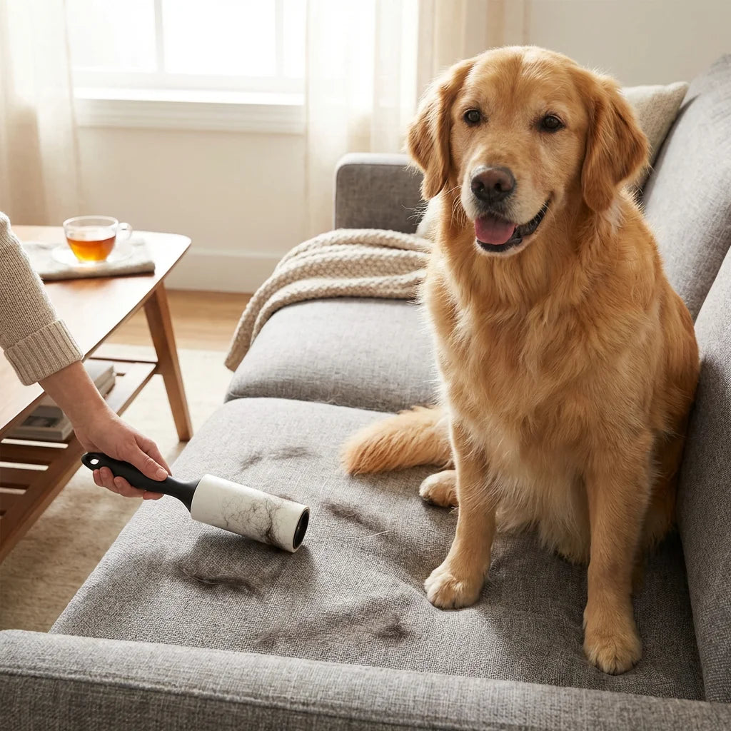 Reusable Lint Roller for Pet Hair - Sticky Adhesive Dust Remover for Furniture Clothes