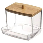 Cotton Swab Storage Box with Bamboo Lid