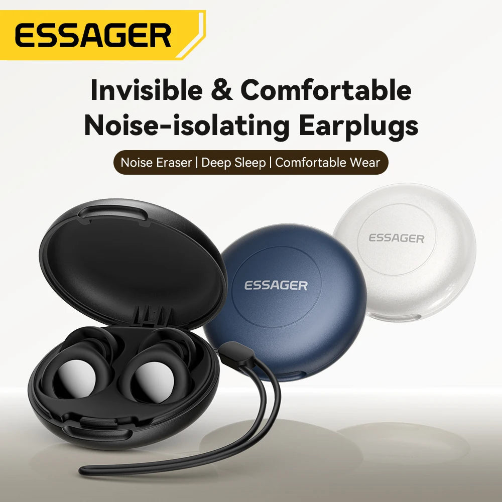 ESSAGER Noise Cancelling Ear Plugs for Sleeping Soft Silicone Sleep Earplugs Noise Reduction Earbuds for Sleep