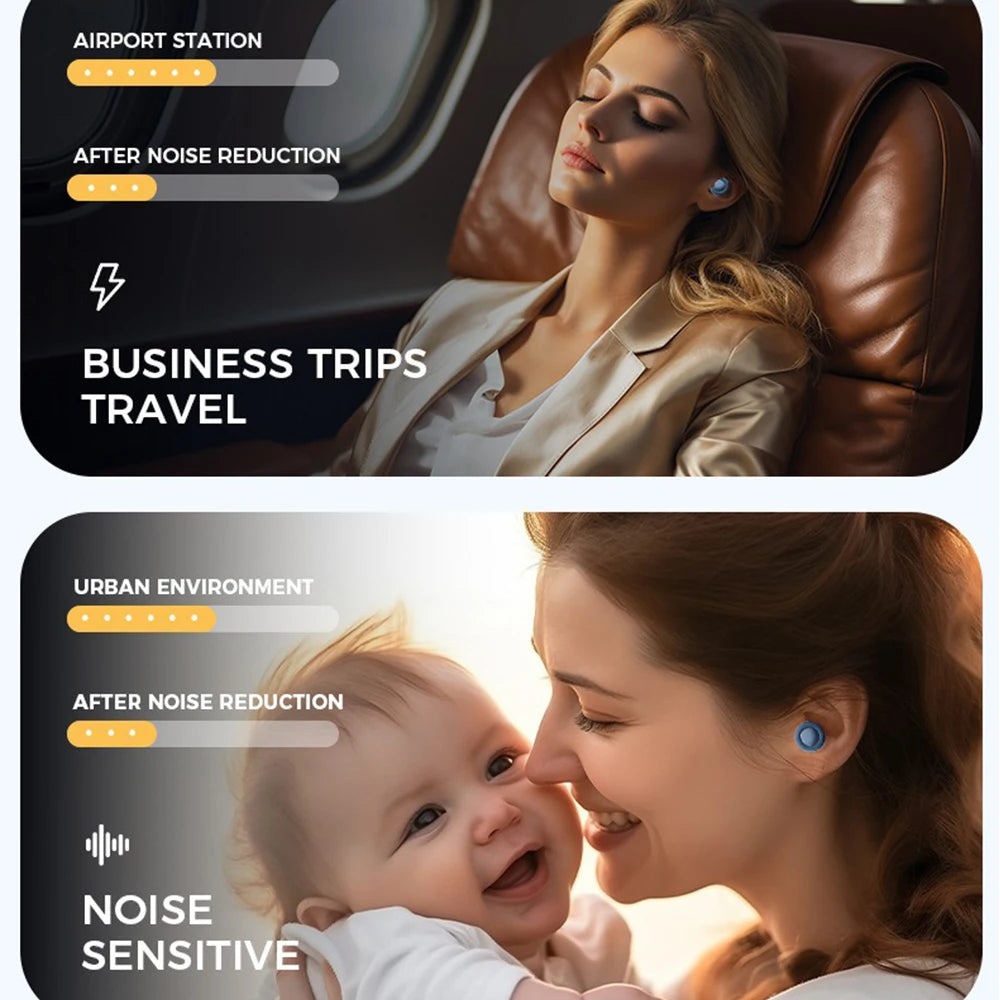 Silicone Earplugs for Sleep Noise Cancel Noise Reduction-Soundproof Reduce Disturbances -Quality loop Earplugs