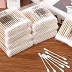 Cotton Swab Storage Box with Bamboo Lid