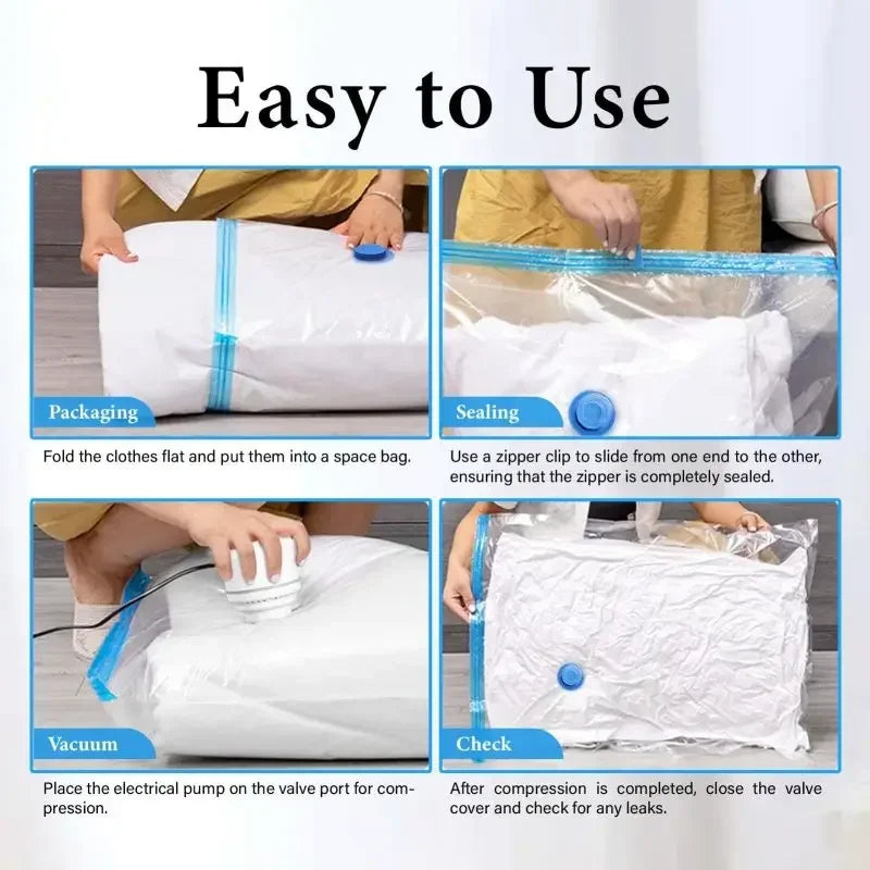 Vacuum Bag for Clothes, Air Bag with Pump, Travel Essentials, Space Saver Bags
