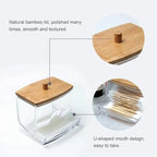 Cotton Swab Storage Box with Bamboo Lid