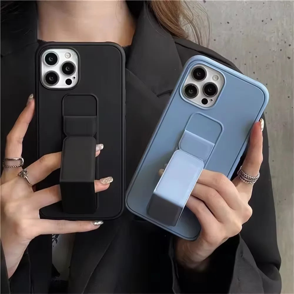 Wrist Strap Foldable Holder Phone Case for IPhone 16 15 14 6 7 8 Plus 13 12 11 Pro XS Max X XR SE Drop