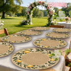 Lemon Floral Round Printed Placemats — 4 Pieces, 15 Inches