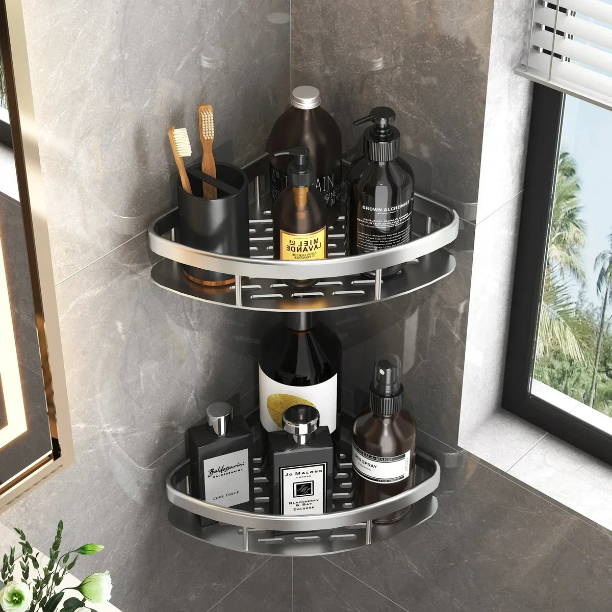 Bathroom Shelf Kitchen Storage Organizer Aluminum Alloy Shampoo Rack Shower Shelf Bathroom Accessories No