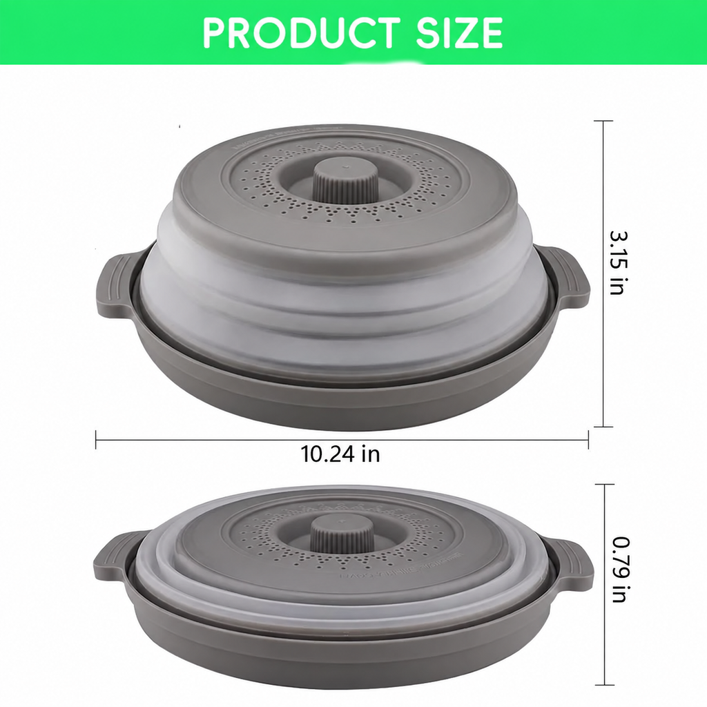10.2 inch Microwave Plate Cover 2 In 1 as Splatter Guard Collapsible Lid