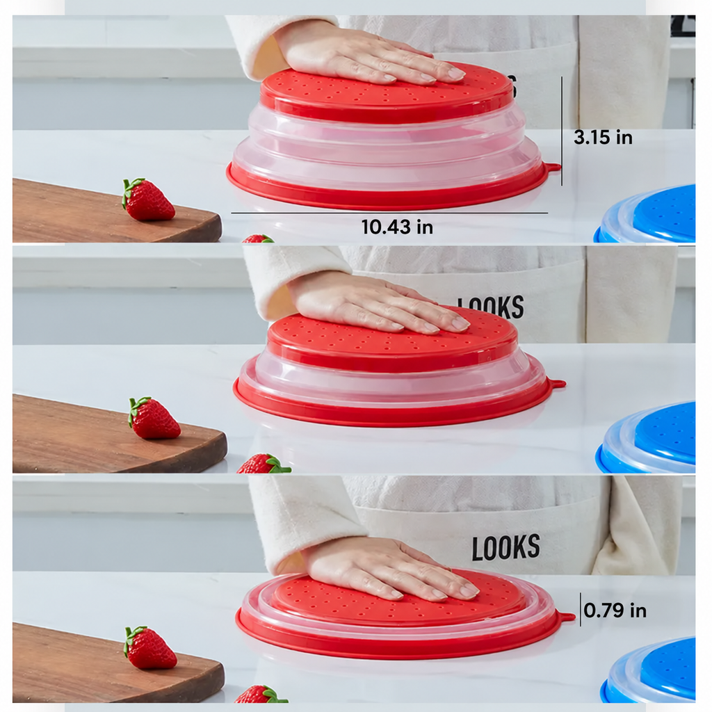 10.2 inch Microwave Plate Cover 2 In 1 as Splatter Guard Collapsible Lid