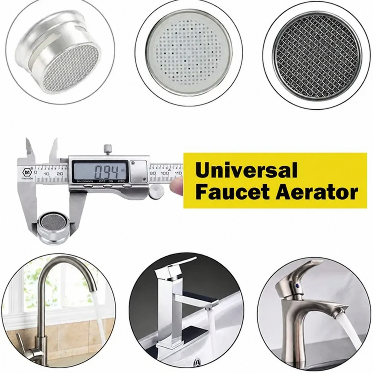 Brass Water Saving Faucet Tap Aerator with Replaceable Filter Mixed Nozzle 0.94 in