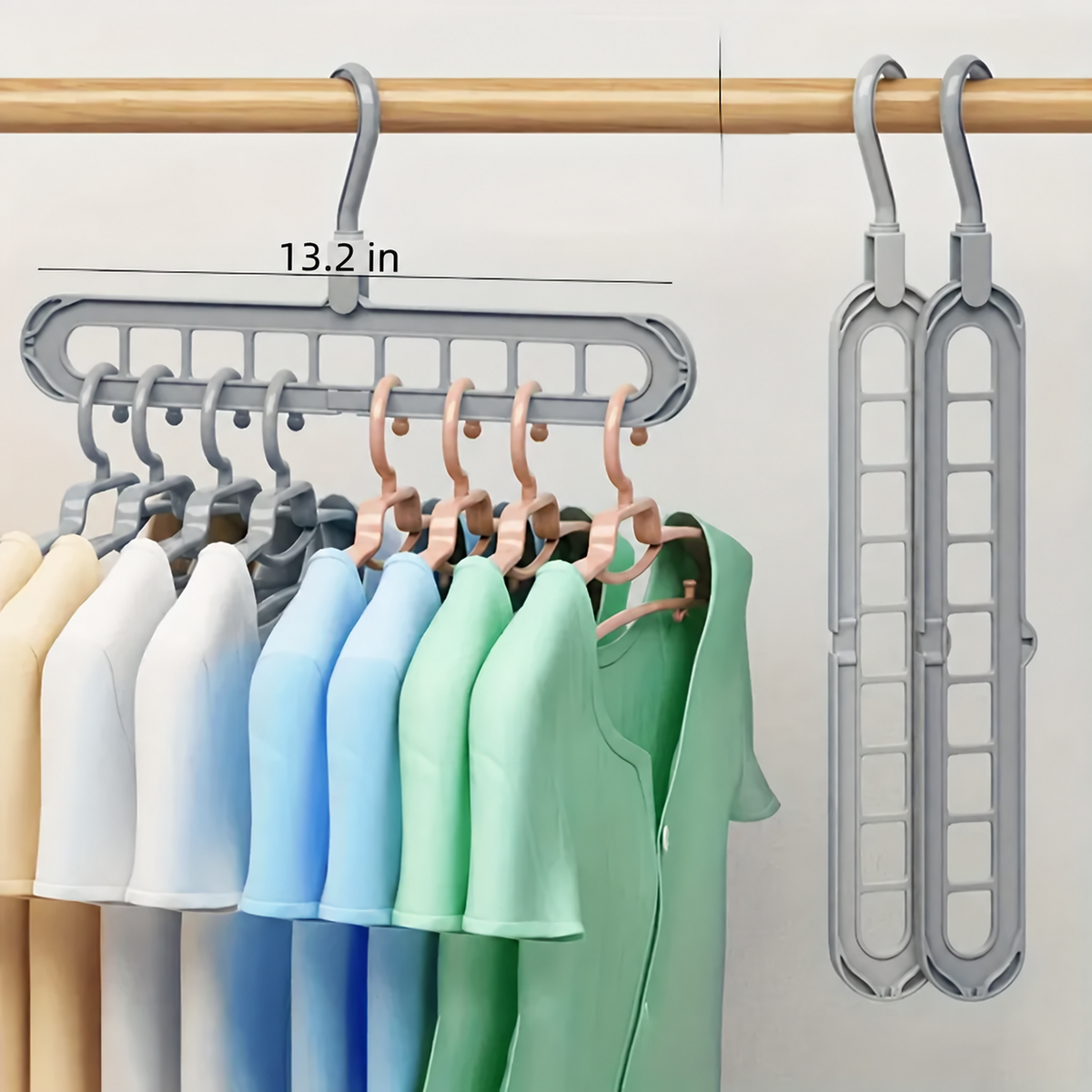 Plastic 9-Hole Foldable Hangers, Heavy Duty Space Saving Clothes Organizer For Room