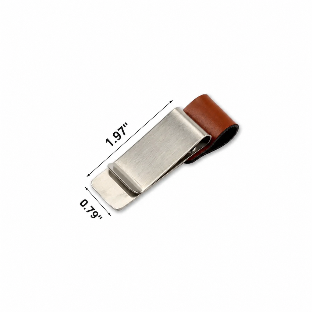Handmade Leather Pen Holder Clip Brass Stainless Steel