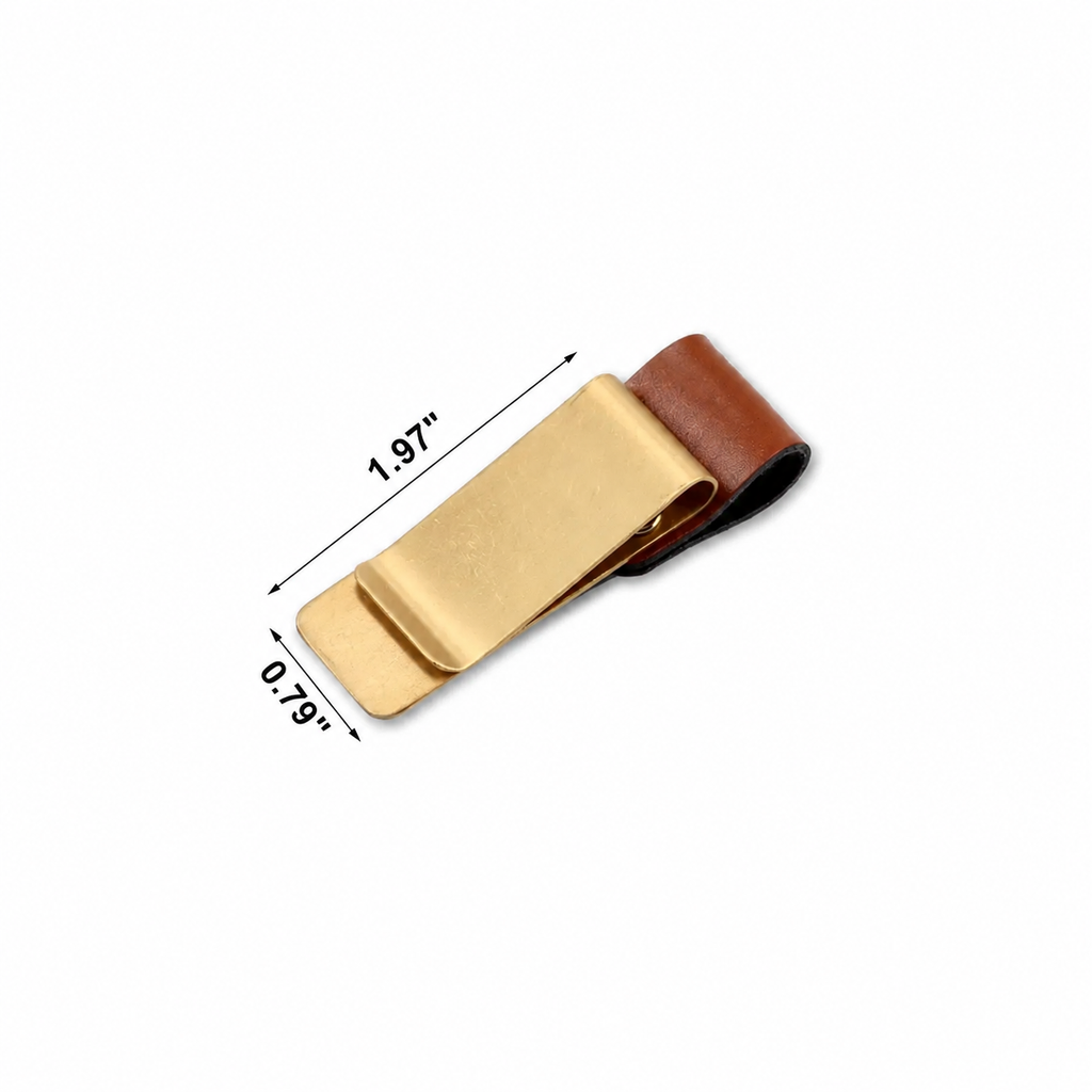 Handmade Leather Pen Holder Clip Brass Stainless Steel