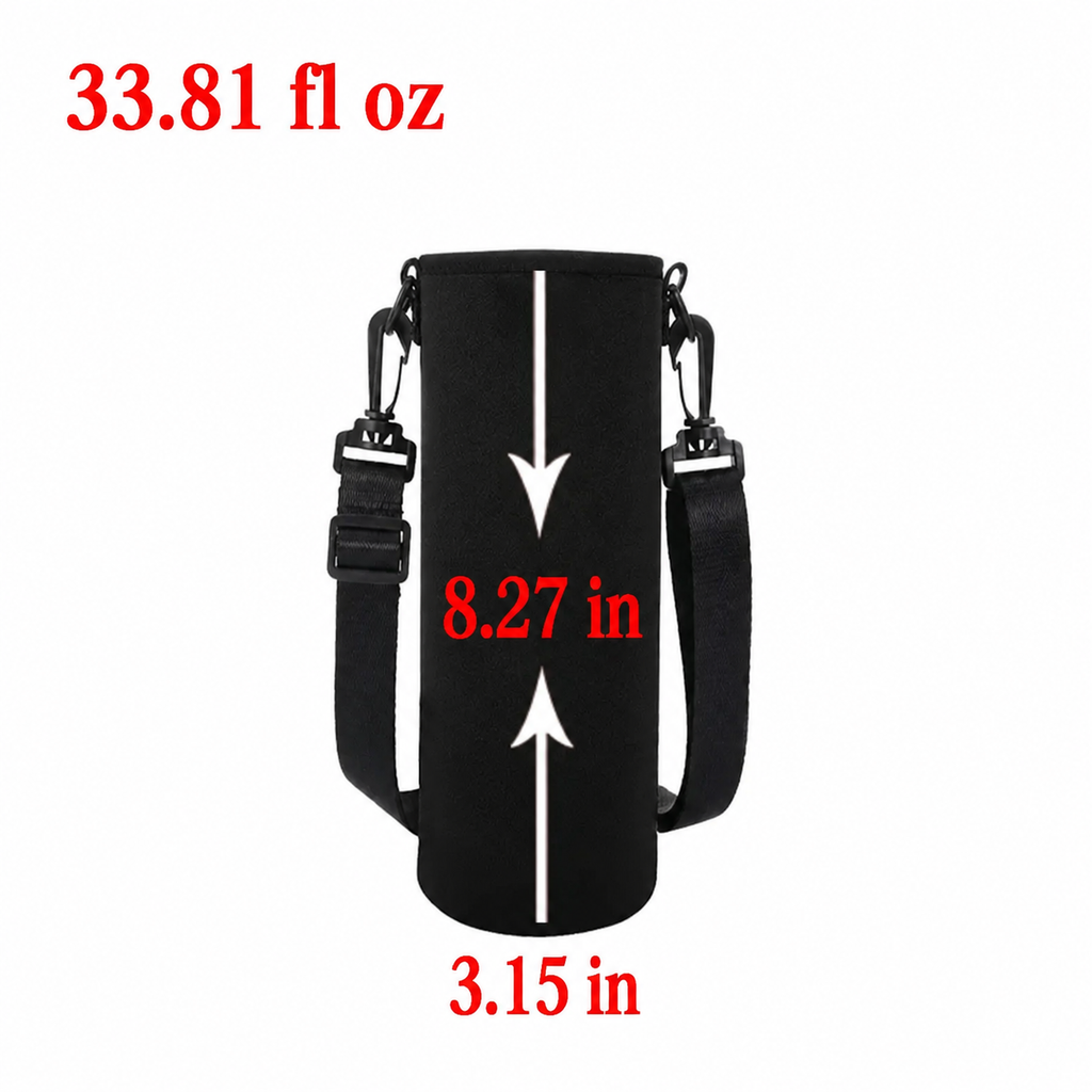 Portable Water Bottle Insulated Neoprene Holder Pouch Bag 25.4 / 33.8 / 50.7 fl oz