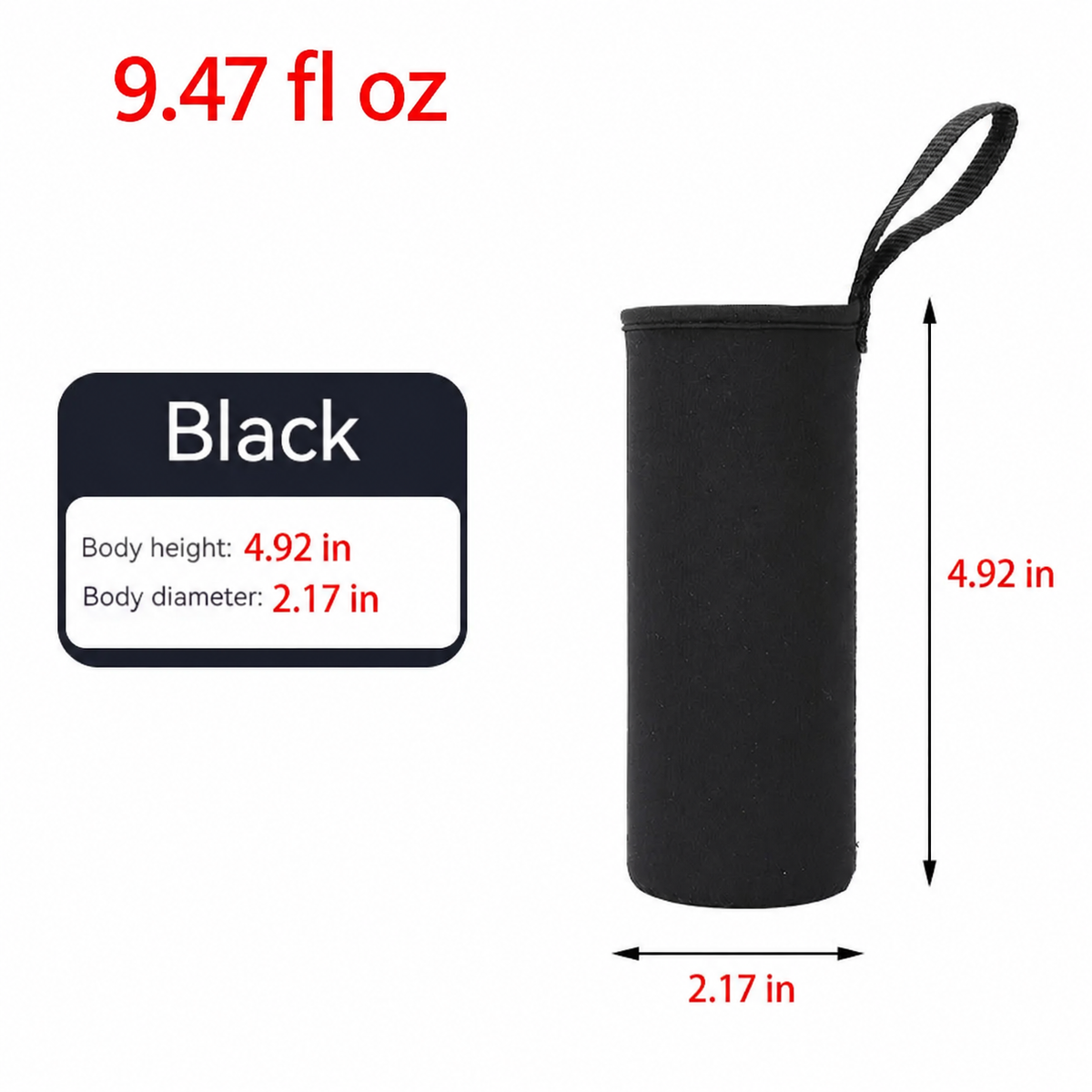 Portable Water Bottle Insulated Neoprene Holder Pouch Bag 25.4 / 33.8 / 50.7 fl oz