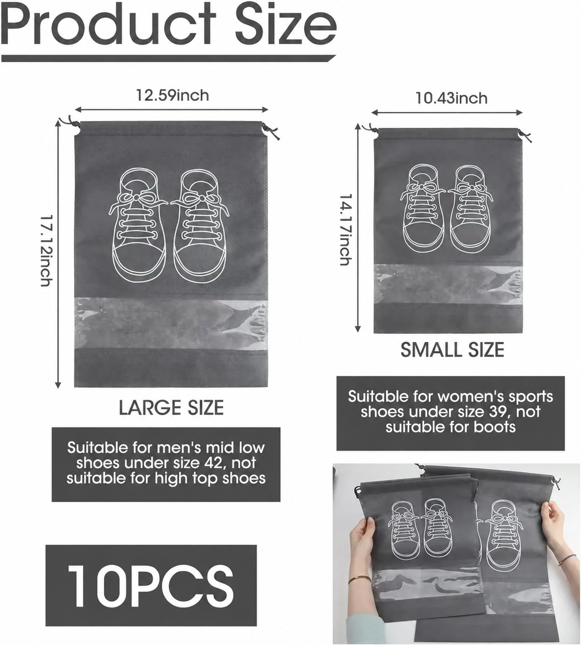 Drawstring Shoe Storage Bags — 5 or 10 Pack