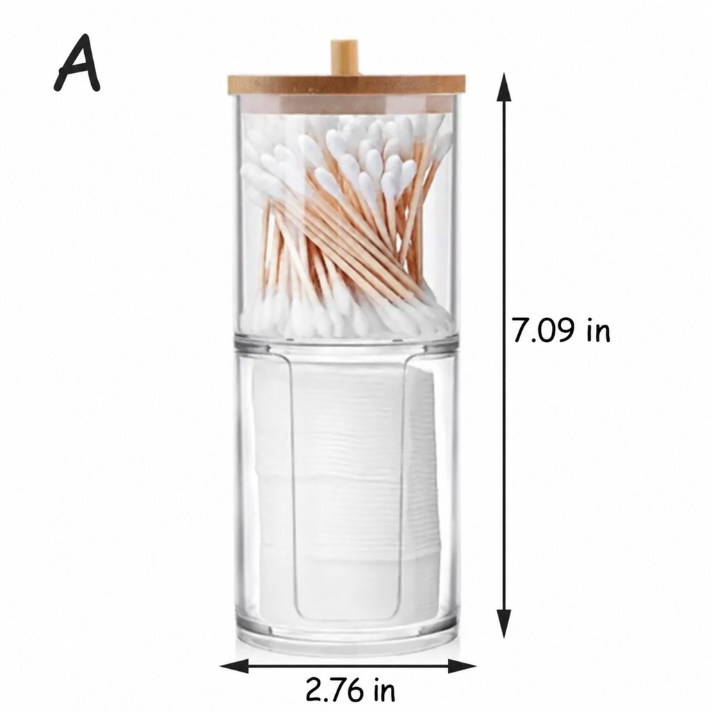 Acrylic Storage Box Bathroom Jar Makeup Organizer Cotton Round Pad Holder Swab Box Qtip