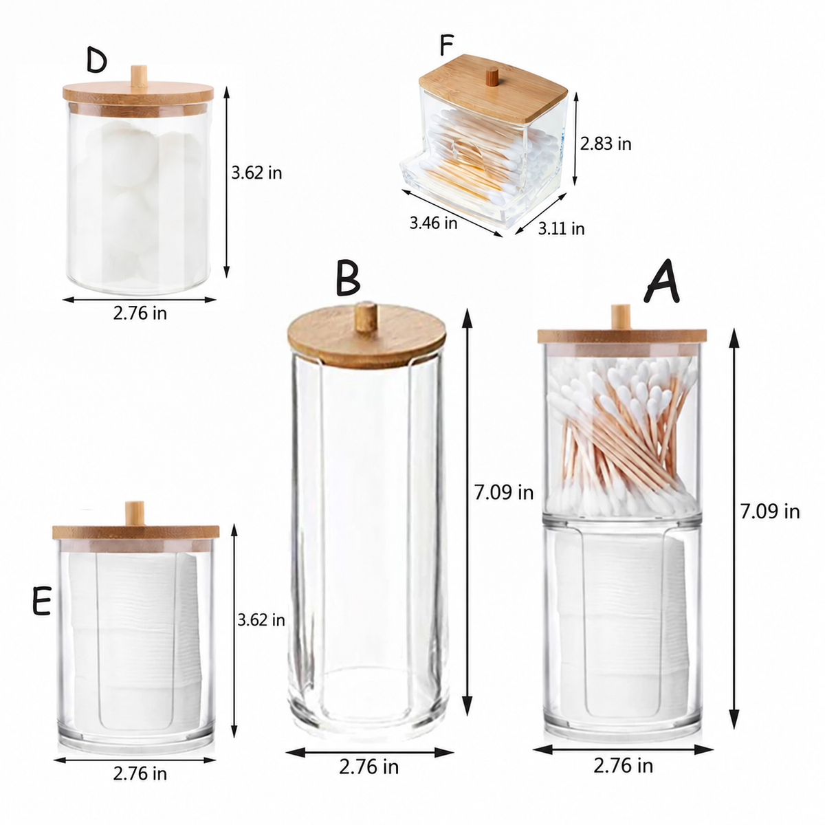 Acrylic Storage Box Bathroom Jar Makeup Organizer Cotton Round Pad Holder Swab Box Qtip