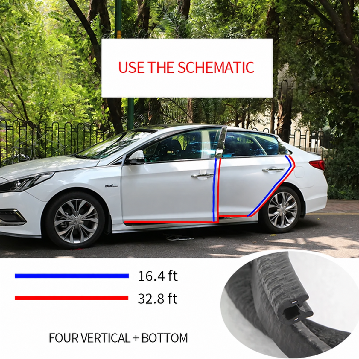 6.6 / 16.4 / 32.8 ft Car Door Seal Edge Protector Auto Sealing Tape Strips Guard Trim