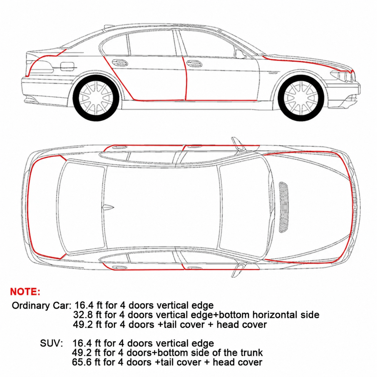 6.6 / 16.4 / 32.8 ft Car Door Seal Edge Protector Auto Sealing Tape Strips Guard Trim