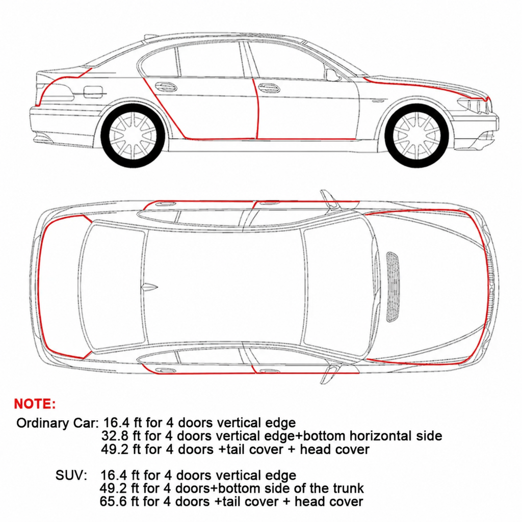6.6 / 16.4 / 32.8 ft Car Door Seal Edge Protector Auto Sealing Tape Strips Guard Trim