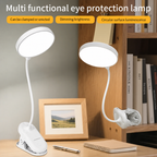 Rechargeable white clamp desk lamp with English text