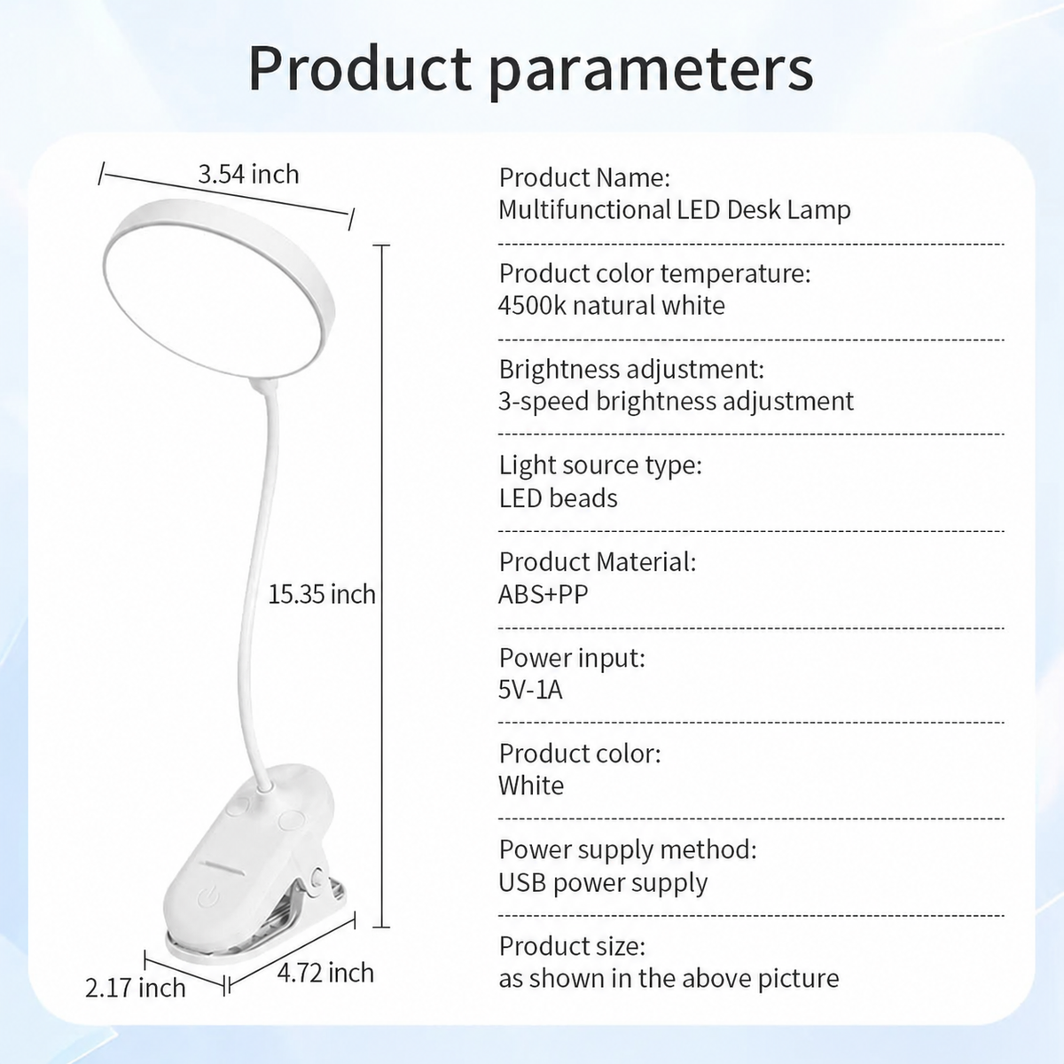 Product details in English and US units