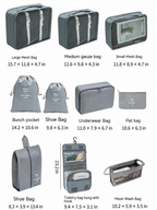 Set Travel Organizer Bags Suitcase Packing Cubes Cases Portable Wardrobe Luggage