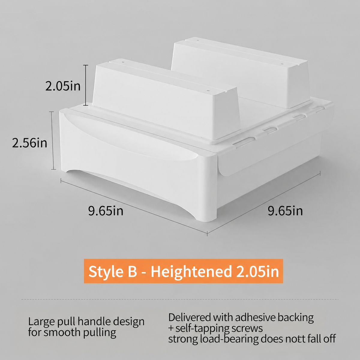 Style B under desk storage cabinet dimensions
