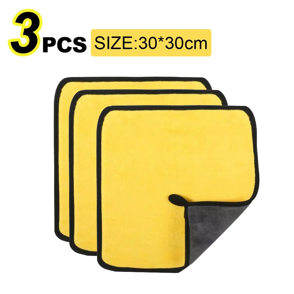 Microfiber Cleaning Towels — Choice of Size & Pack — T056-3pcs-yellow