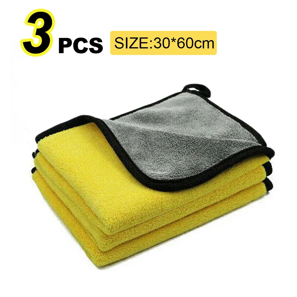 Microfiber Cleaning Towels — Choice of Size & Pack — T054-3pcs-yellow